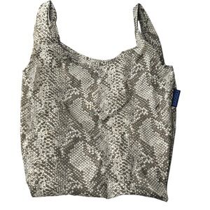 Baggu Snake Print Tote in Gray and Cream